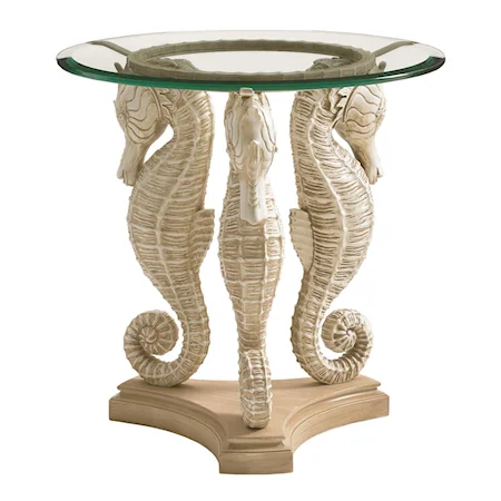 Sea Horse Table with Tempered Glass Top